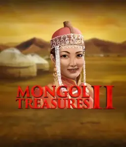 Explore the vibrant heritage of Mongolia with the Mongol Treasures 2 game by Endorphina, showcasing a graceful Mongolian woman clothed in traditional attire against a pastoral Mongolian steppe backdrop. This image evokes the spirit of Mongolian history, delivering a memorable cultural journey. 